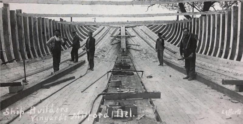 The Vinyard Shipyard along the Mispillion River in Milford was the busiest of several in the town. In its heyday, there were seven shipyards operating in Milford. MILFORD MUSEUM PHOTO